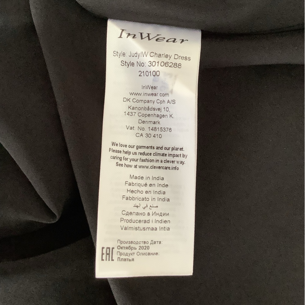 InWear (Copenhagen) Floral Midi Drop Waist Dress Black White Yellow Size 10 - Picture 10 of 13